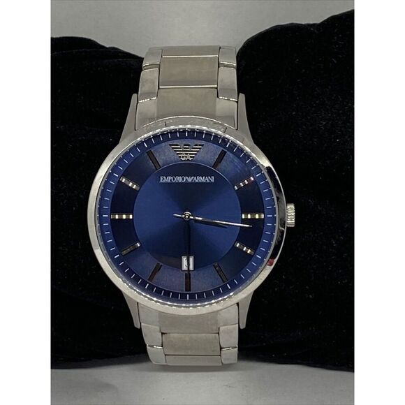 Emporio Armani AR-2477 Men's Stainless Steel Analog Blue Dial Quartz Watch JK209 - Picture 1 of 12